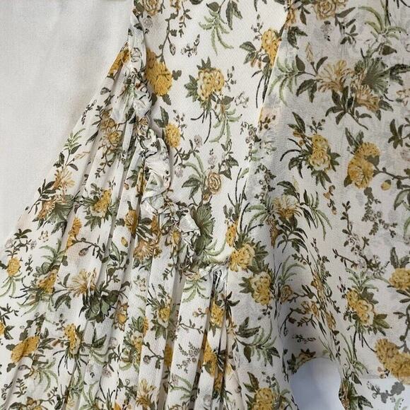 Max Studio Chiffon Ruffle Smocking Maxi Dress Women's Sz M Cottage Prairie Fairy - Picture 13 of 16